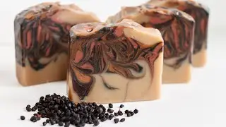 Elderberry Spice Homemade Soap - Soap Challenge Club - Hanger Swirl Technique