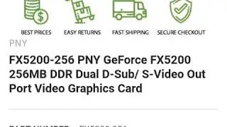 FX5200-256 PNY GeForce FX5200 256MB DDR Dual D-Sub/ S-Video Out Port Video Graphics Card