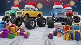 Christmas Monster Trucks 🎅 Color Surprise Adventure for Kids | Holiday Fun