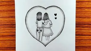 Bestfriend Drawing For Beginners/Bff Drawing Sketch/Two Girl Drawing Easy