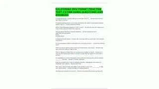 CALIFORNIA DMV PERMIT PRACTICE TEST 4 EXAM GUIDE QUESTIONS AND ANSWERS8