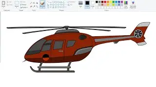 How to draw Helicopter on computer using Ms Paint | Helicopter Drawing.