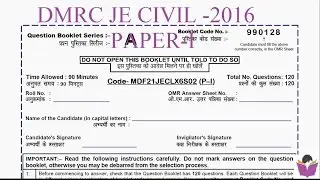 DMRC-JE Civil Paper -I with Answer-2015-2016