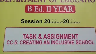 B.Ed.2nd year Practical File |CC-5 Creating An Inclusive School | Task And Assignment #practical