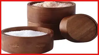 Rachael Ray Pantryware Wood Salt Cellar Stacking Set / Wood Salt Box Stacking Set3 piece, Brown