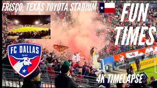 FC Dallas FUN TIMES! EL MATADORS Chants/Goal/Timelapse/PK Save/ FC Dallas v Sporting Kansas  3/18/23