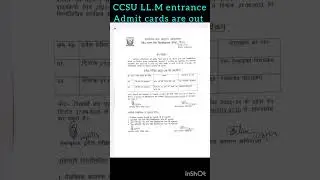 Admit card out (CCSU LL.M entrance) #ccsu #admitcard