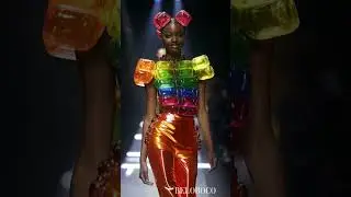 Vibrant Spectrum: Runway Glow  #RainbowCouture #NeonVibes #FutureFashion #AvantGardeStyle #RunwayArt