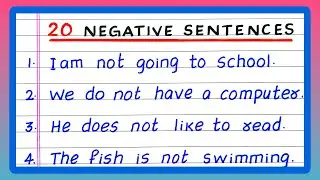 Negative Sentences | 20 Negative Sentences