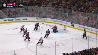 Arseny Gritsyuk scores a goal against the Edmonton Oilers