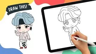 Suga BTS - Easy Cartoon Drawing Tutorial