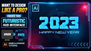 Futuristic HUD New Year Design in Illustrator | Happy New Year 2023 | Futuristic HUD Interface