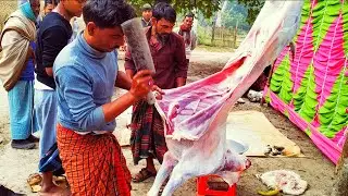 Amazing Full Goat Cutting Skill Wedding / Party || Big Goat Cutting And Cleaning In Bangladesh