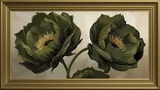 Vintage Roses in Olive Green | Elegant Painting Ambience | Relaxing Background (2 Hours)