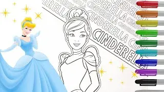 Disney princess Cinderella coloring page using glitter & Ohuhu markers ✨