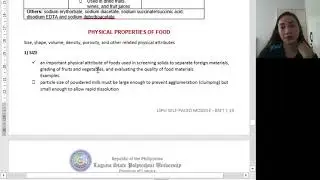 FST 222 Module 2 Part 2 Video Series | Physical Properties of Food | Jazz Serrano