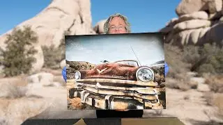 Hand Coloring 1950s Chrysler with Diluted Oils on Inkjet Paper