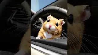Golden Hamster Driving a Car 🚗🐹 | Cute & Realistic AI Animation in 4K #GoldenHamster  #CuteHamster