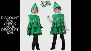 2025 Childrens Christmas Tree Dress Cosplay Costume for Girl Boy Party 2 Pieces Set Green Sleeveless