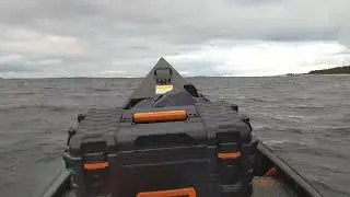 Choppy waters in a 13ft canoe at 6 knots