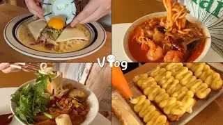 집에서 먹는 밥이 제일 맛있는 집순이 🍠 집밥 브이로그 | 고구마 치즈 돈가스 · 사리곰탕 파스타 · 짬뽕 · 우동