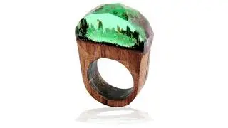 1pc 18mm Handmade Wood Resin Ring with Magnificent Tiny Fantasy Secret Landscape