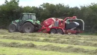 Deutz 6160p baling silage with a lely welger baler