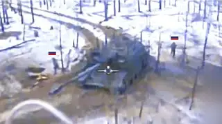 Drones destroy a well-camouflaged Russian self-propelled artillery unit.