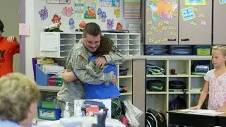 Returning soldier surprises son in class at Graham Elementary