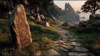 Sunlit Pilgrim Road through the Whispering Cliffs | Medieval Fantasy Music & Animated Ambience
