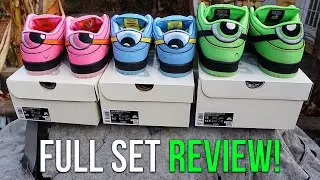 FULL SET! POWERPUFF GIRLS X NIKE SB DUNK LOW IN-HAND REVIEW/UNBOXING! (All Pairs)