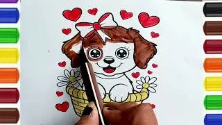 Милый рисунок собачки 🐶 для раскрашивания для детей / как нарисовать собаку 🐕 / #рисуноксобаки #д...