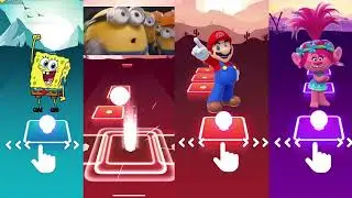 Tiles Hop - Mario SpongeBob vs Minion Troll 🔥🔥🔥🔥