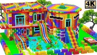 Amazing Satisfying With Magnet Balls | Build Amazing Mud House With Slide Playground Swimming Pools