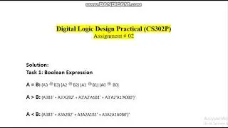CS302P - DIGITAL LOGIC DESIGN PRACTICAL ASSIGNMENT SOLUTION