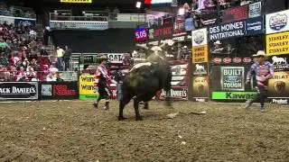 WRECK: Shane Proctor takes a hit from Spotted Demon (PBR)