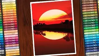 Easy Oil Pastel Red Sky Sunset Drawing for beginners step by step