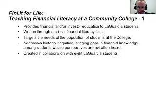 FinLit for Life: Teaching Financial Literacy at a Community College