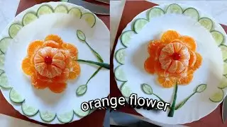 Cut fruits with garnishing//orange flower with garnishing 