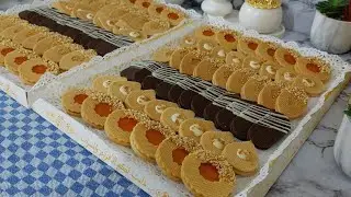 حلويات العيد أربعة أشكال من عجين واحد كل حلوة بمذاق مختلف  كمية كبيرة هشة تدوب في الفم