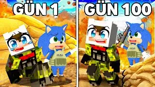 ENES VE BEBEK SONİC SAVAŞTA 100 GÜN HAYATTA KALDI 😱 Minecraft