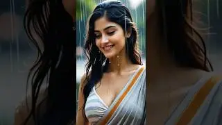 Beautiful Woman in Saree Smiling in Rain 🌧✨ | Viral Aesthetic Shorts #shorts #ytshorts #saree