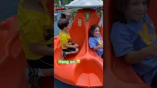 Hang On 😂 SPIN me Fast Family Park #kids #park #spinning #fun #familyof5 #shorts #viral #playground