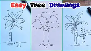 Easy Tree & Plant Drawings 🌿 | Simple Nature Sketches for Beginners ✍️