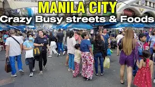 CRAZY BUSY Streets and Foods in QUIAPO MANILA|Walking Tour PHilippines🇵🇭