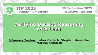 Verifying Datalog Reasoning with Lean | Johannes Tantow