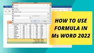 How to use formula in MS WORD 2022 | Shortcut keys for MS WORD formula