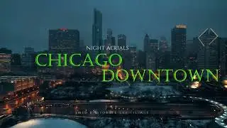 Chicago Winter Night Cinematic Aerials 4k - Illinois USA