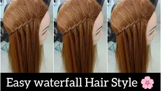 Easy waterfall Hair Style step by step Tutorial 🌸