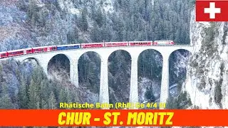 Cab Ride Chur &rarr; St. Moritz (UNESCO Albula Line, RhB, Switzerland, December 2025) driver's view 4K